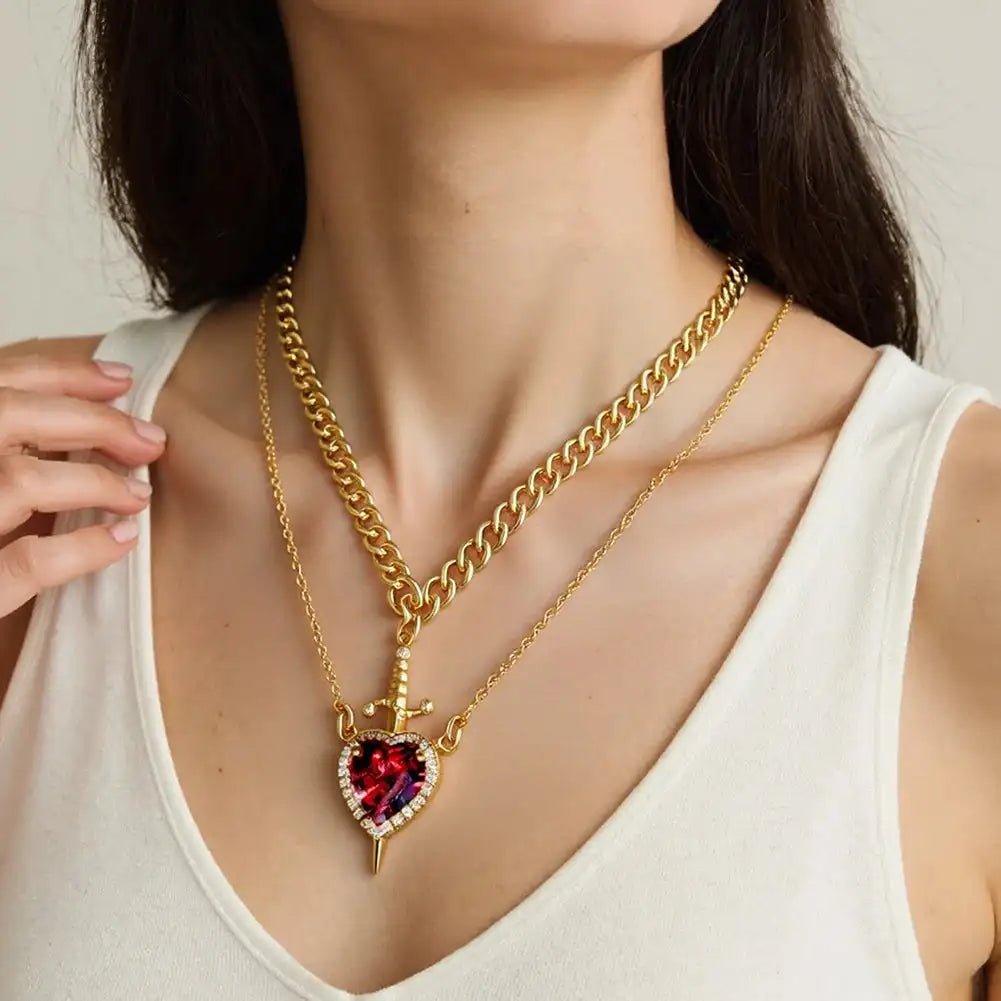 jenesis™ golden heart & sword necklace - jenesis
