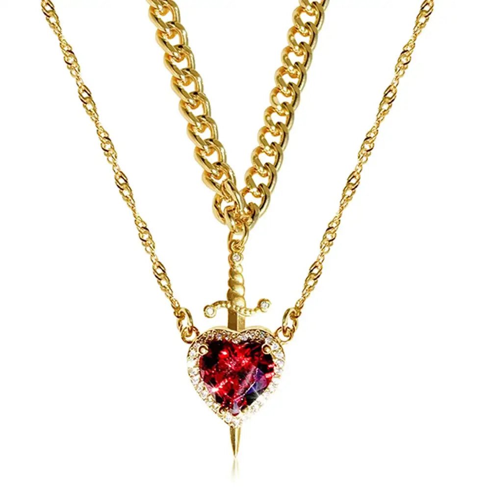 jenesis™ golden heart & sword necklace - jenesis
